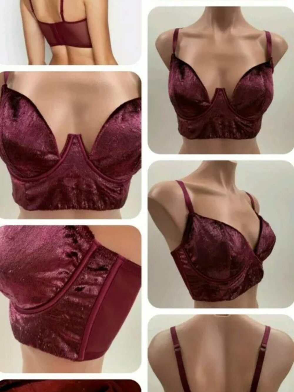 Victoria's Secret Very Sexy Long Line Balconet Bra ~ Women's Size 34B Burgundy